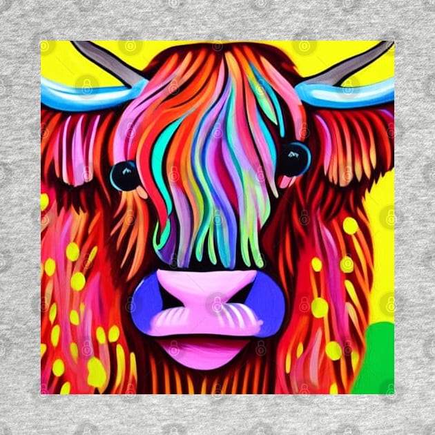 Rainbow Highland Cow by TrapperWeasel